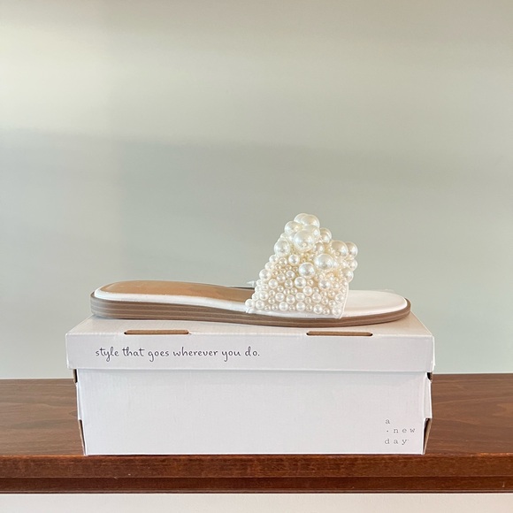 A New Day Women's Sandals with Pearl Accents - Cream - Picture 2 of 9